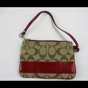 Coach Gold Tone & Maroon Change Purse